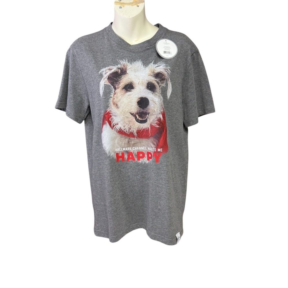 Hallmark Gray Dog Tee size small NWT Hallmark Channel Makes Me Happy